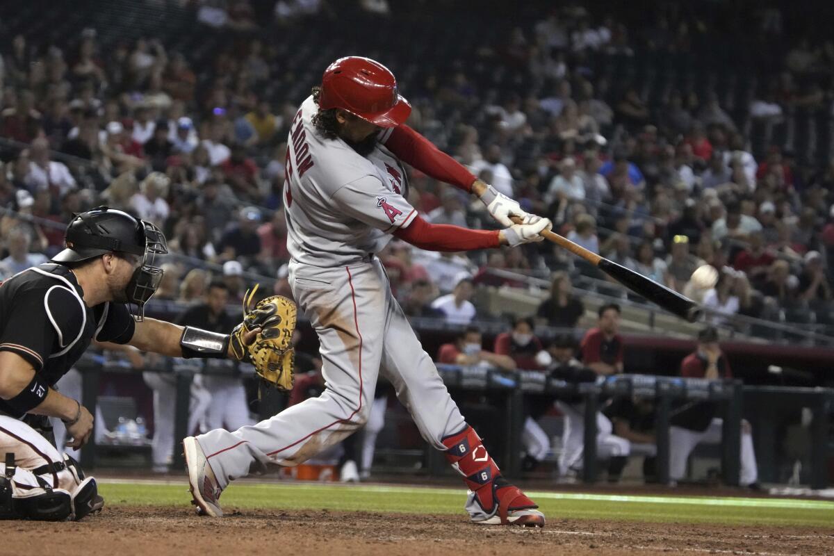 Anthony Rendon had four RBIs as the Angels rallied to an 8-7 win and got back to .500 on the season.