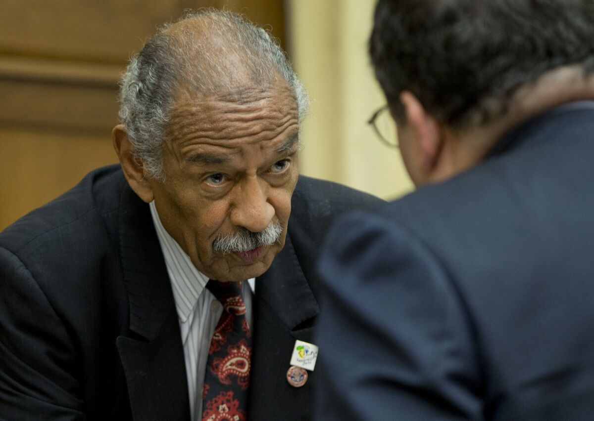 Rep. John Conyers Jr. (D-Mich.) is pictured at a House Judiciary subcommittee hearing on Capitol Hill in Washington.