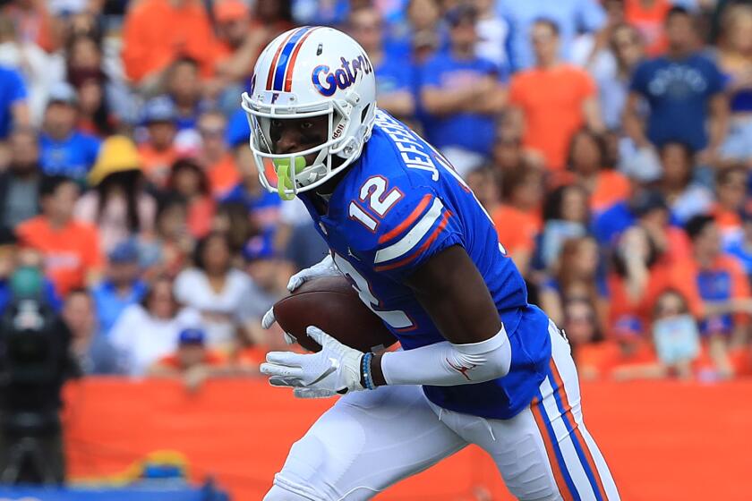 GAINESVILLE, FLORIDA - NOVEMBER 09: Van Jefferson #12 of the Florida Gators runs for yardage during the game against the Vanderbilt Commodores at Ben Hill Griffin Stadium on November 09, 2019 in Gainesville, Florida. (Photo by Sam Greenwood/Getty Images)