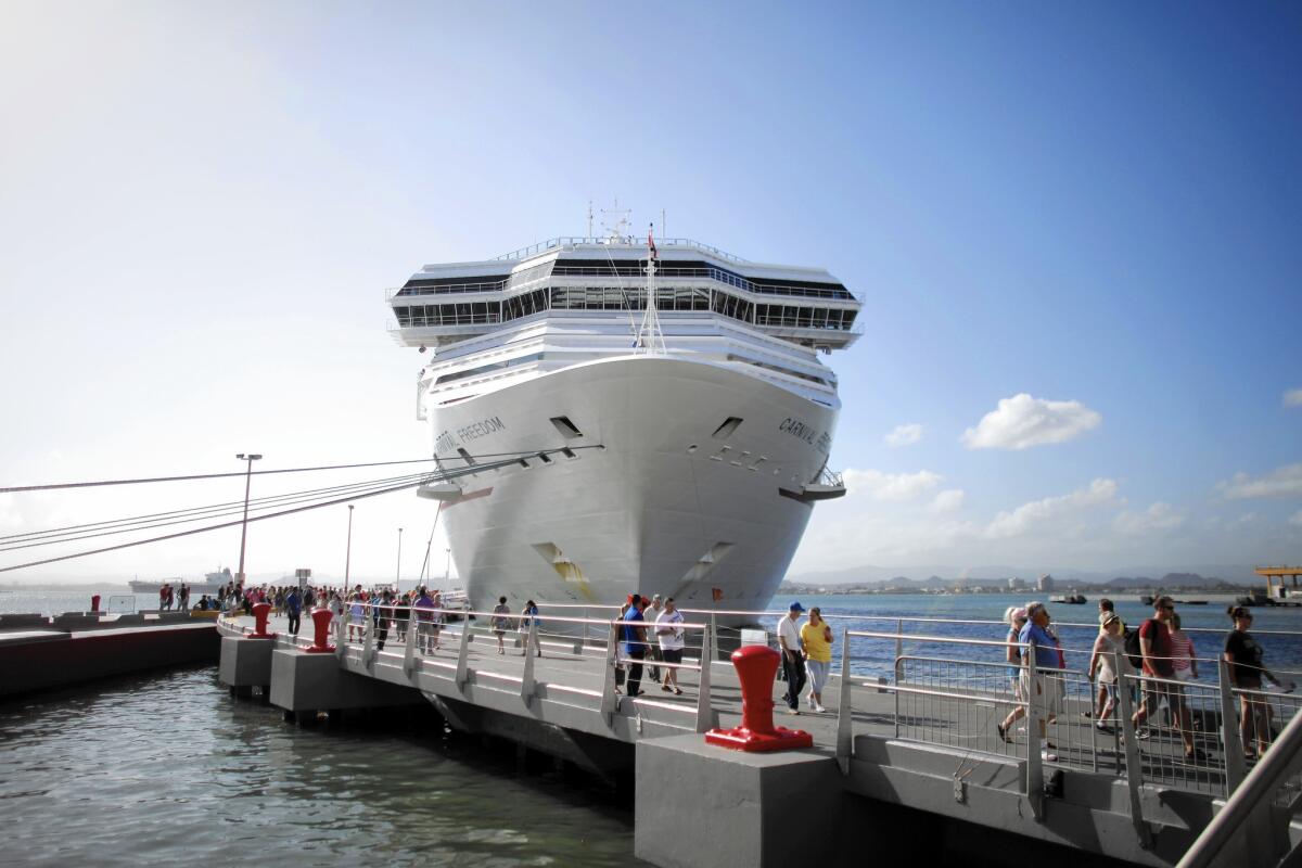 Carnival advises passengers to return to the ship at least 30 minutes before a scheduled departure from a port visit.