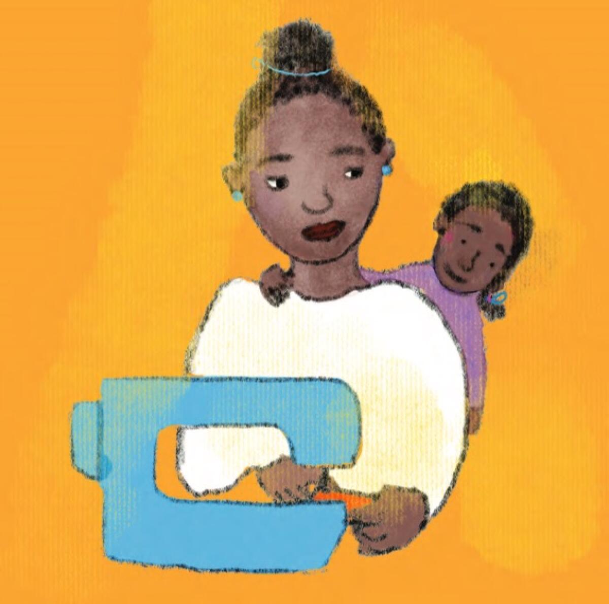 An illustration from "The Sewing Lesson"