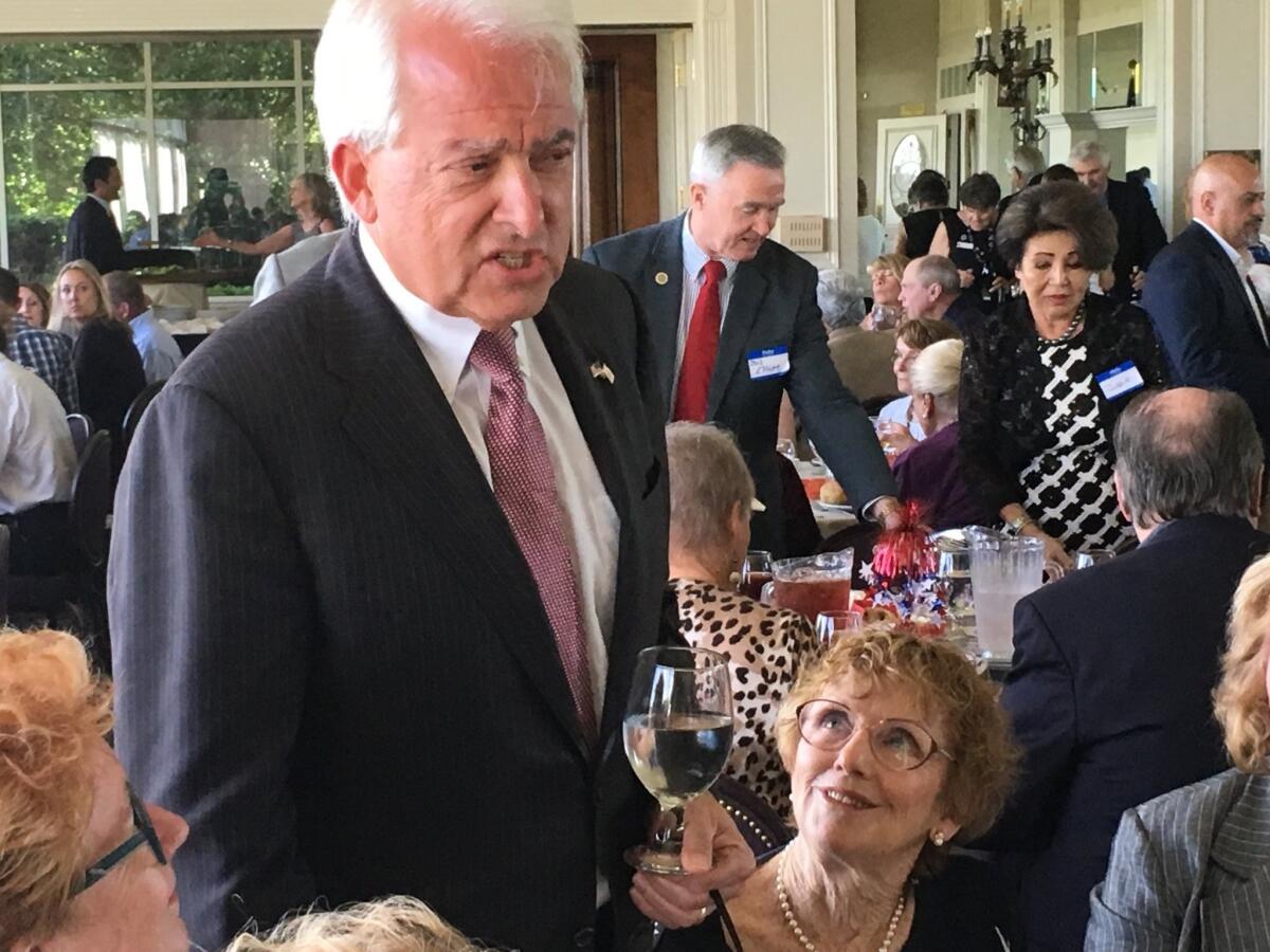 Republican gubernatorial candidate John Cox talks to GOP activists in Stockton on May 30, 2018.