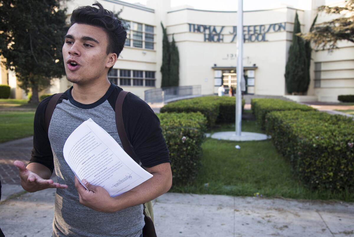 Ludin Lopez, then a senior at Jefferson High School, was one of hundreds of students at the school who did not get accurate schedules or classes for the first part of the 2014 school year.