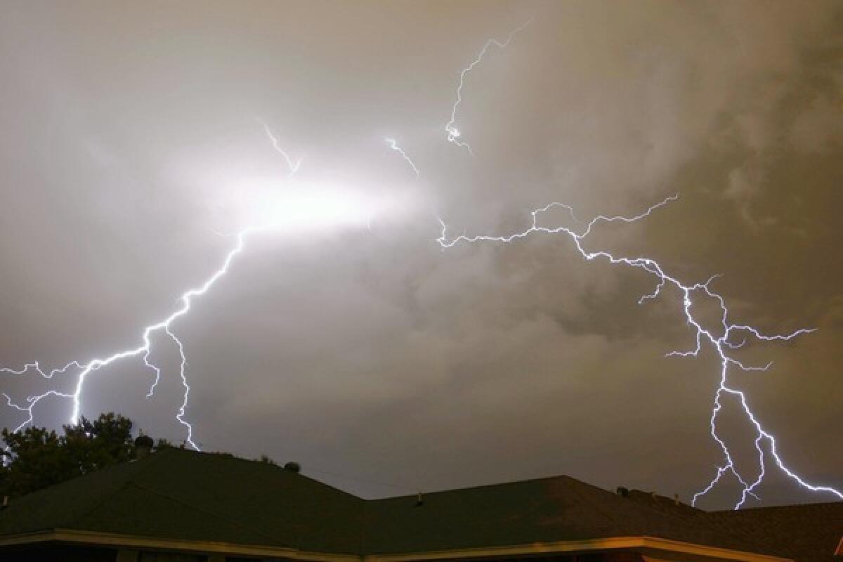 Lightning strikes during a severe thunderstorms over northern Fort Worth, Texas, on June 20, 2011.