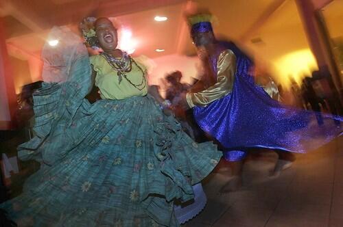 Congo dancers from Colon, on the Caribbean side of Panama, perform at Xoko restaurant in the El Cangrejo neighborhood of Panama City.