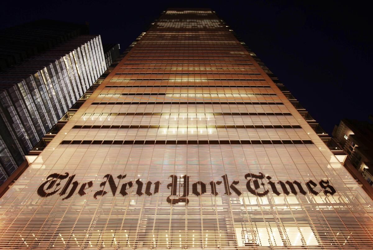 ARCHIVO - El edificio del periódico The New York Times en Nueva York, el 21 de octubre de 2009.