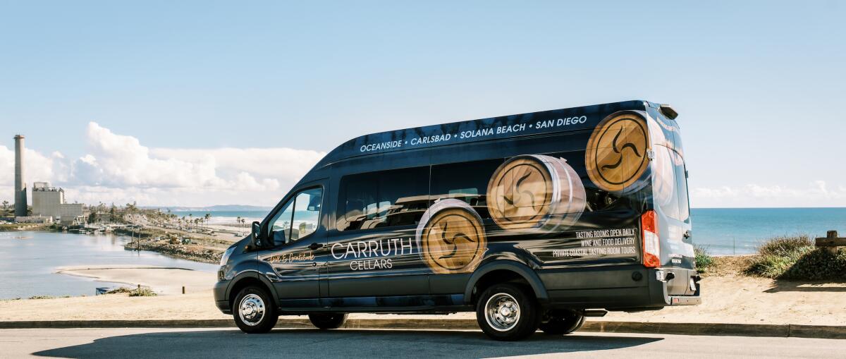The private van from Carruth Cellars as part of their new coastal wine tours.