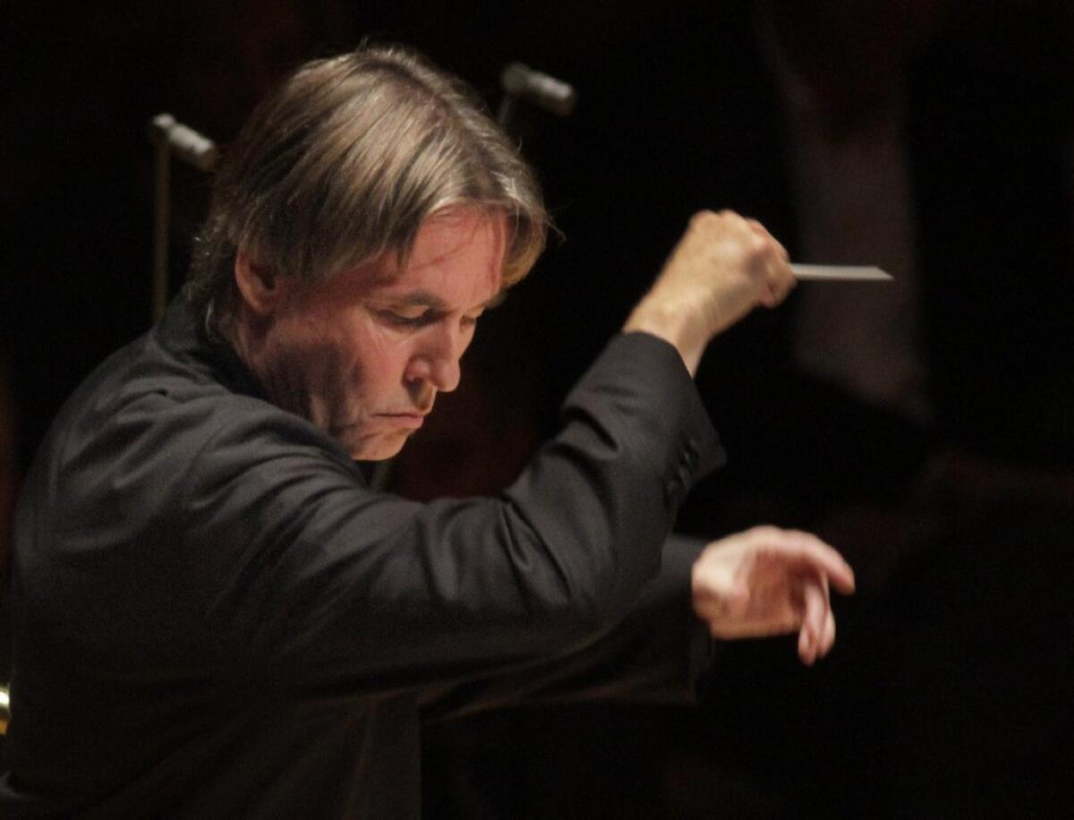 Esa-Pekka Salonen, shown conducting at Walt Disney Concert Hall in October, on Monday was named the winner of a $100,000 prize for music composition.