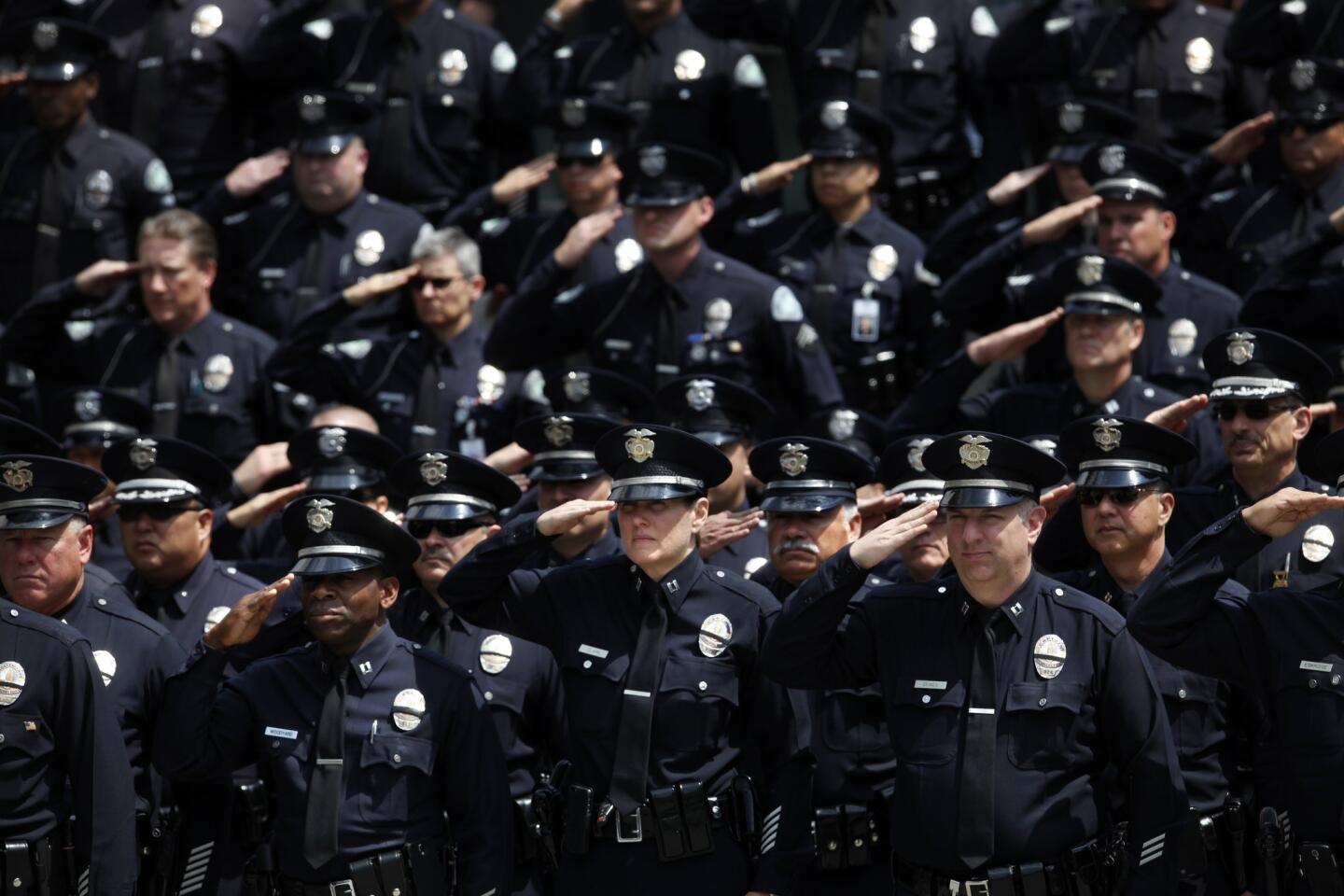 LAPD officers salute