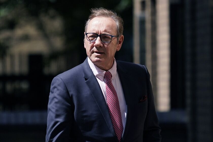 Actor Kevin Spacey walks outside Southwark Crown Court in London, Wednesday, July 26, 2023. The Jury continues deliberations in the trial of Kevin Spacey. The Hollywood star, 63, denies nine charges including sexual assault, which are alleged to have been committed between 2001 and 2013. (AP Photo/Alberto Pezzali)