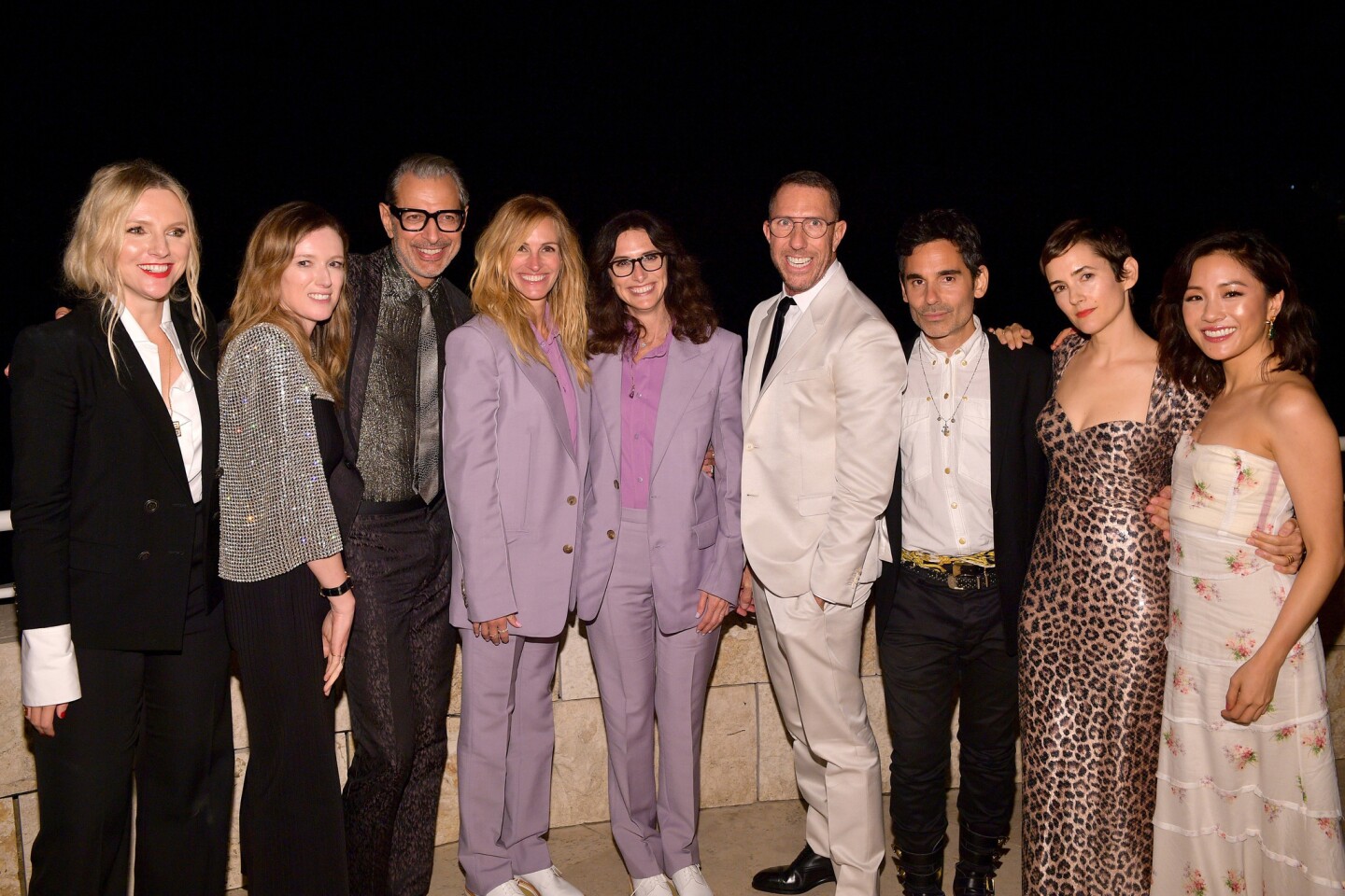 InStyle magazine Editor in Chief Laura Brown, left, stands with 2018 InStyle Awards honorees, continuing from left, Clare Waight Keller, Jeff Goldblum, Julia Roberts, Elizabeth Stewart, Chris McMillan, James Kaliardos, Karla Welch and Constance Wu.