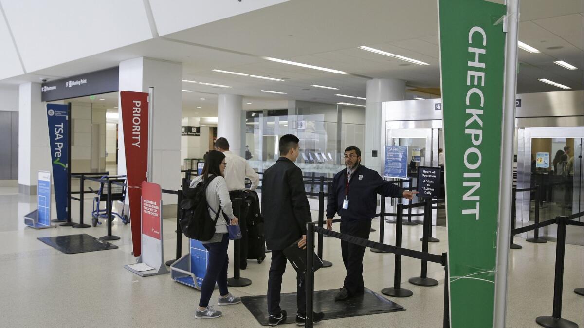 Security lanes at San Francisco International Airport in San Francisco.