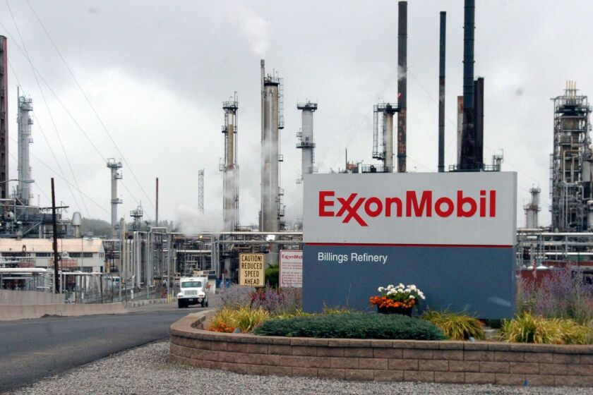 FILE - This Wednesday, Sept. 21, 2016, file photo shows Exxon Mobil's Billings Refinery in Billings, Mont. President-elect Donald Trump this week tapped ExxonMobil CEO Rex Tillerson to serve as his secretary of state. If confirmed by the Senate, where opposition is emerging, the move could have broad consequences for U.S. environmental policy and affect the role the U.S. plays in multinational discussions about climate change. (AP Photo/Matthew Brown, File)