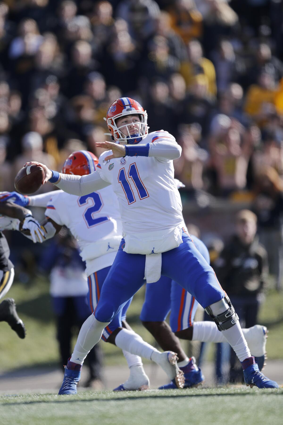 Kyle Trask of the Florida Gators passes during a game against the