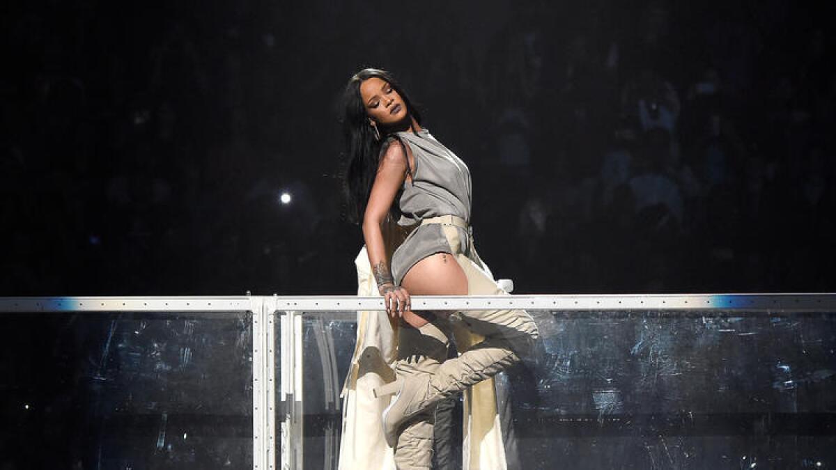 Rihanna performs during her "Anti World Tour" at Barclays Center in New York in March.