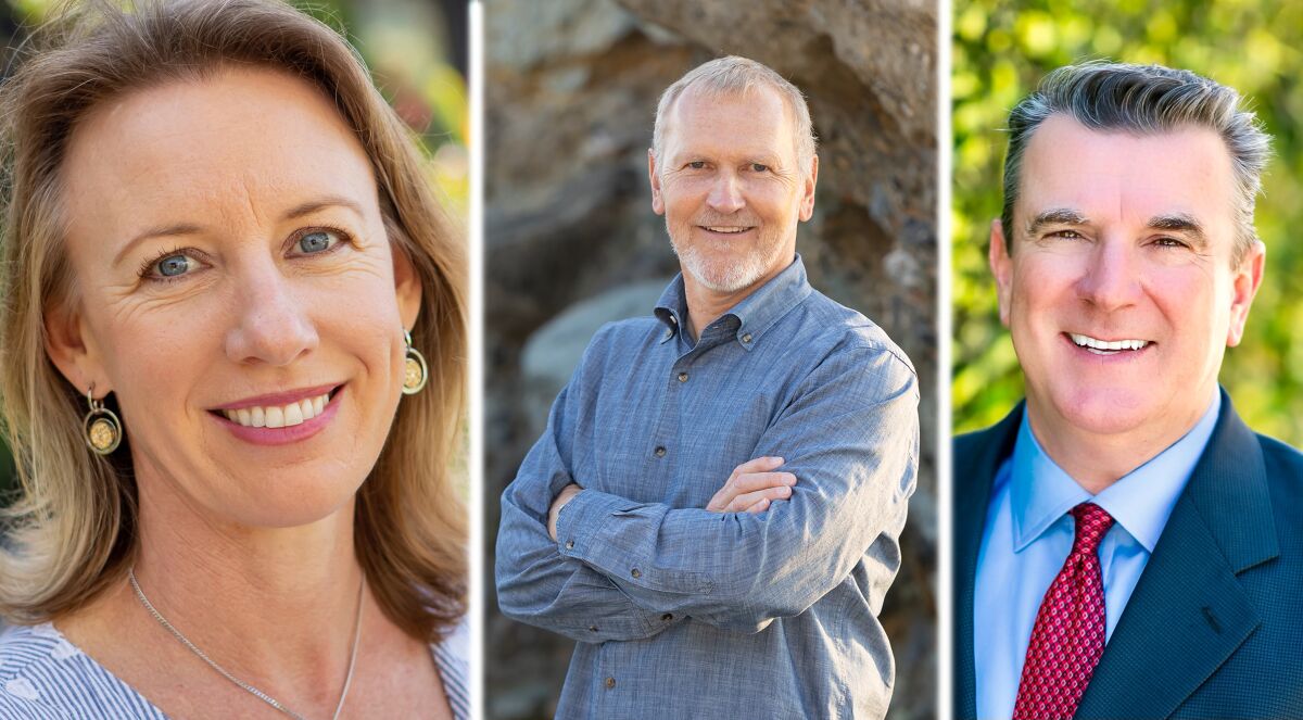Candidates for the 38th District seat in the California Senate are Catherine Blakespear, Matt Gunderson and Joe Kerr.