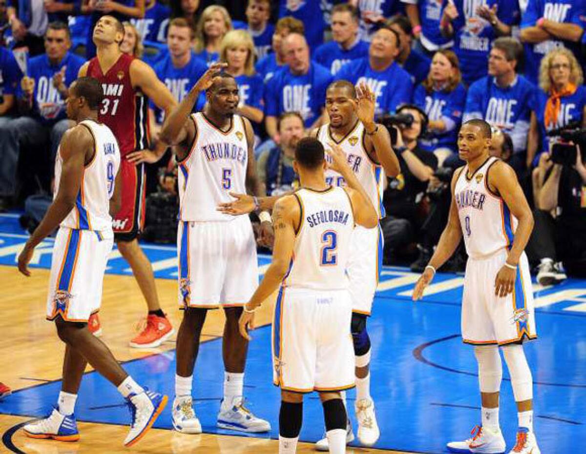The Oklahoma City Thunder will try to go up 2-0 against the Miami Heat in the NBA Finals.