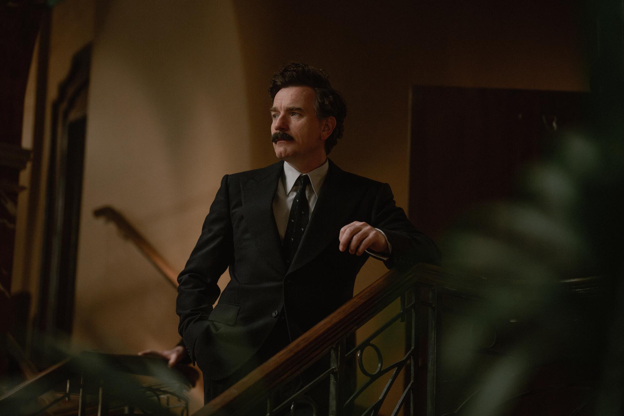 A mustachioed Russian count climbs the stairs of an old-school hotel in "A gentleman in Moscow."
