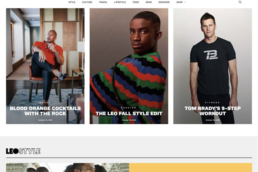 A screenshot of the just-launched men's lifestyle website LEO, which stylist Ilaria Urbinati named in honor of her son.