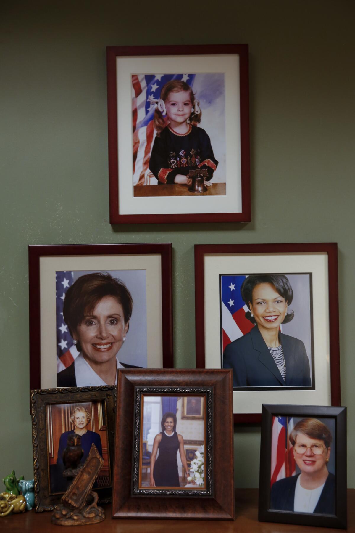Female leaders line the office walls of Leslie Knope on "Parks and Recreation."