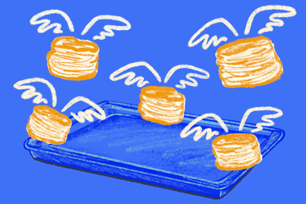 Illustration for "How to boil water" series; making biscuits