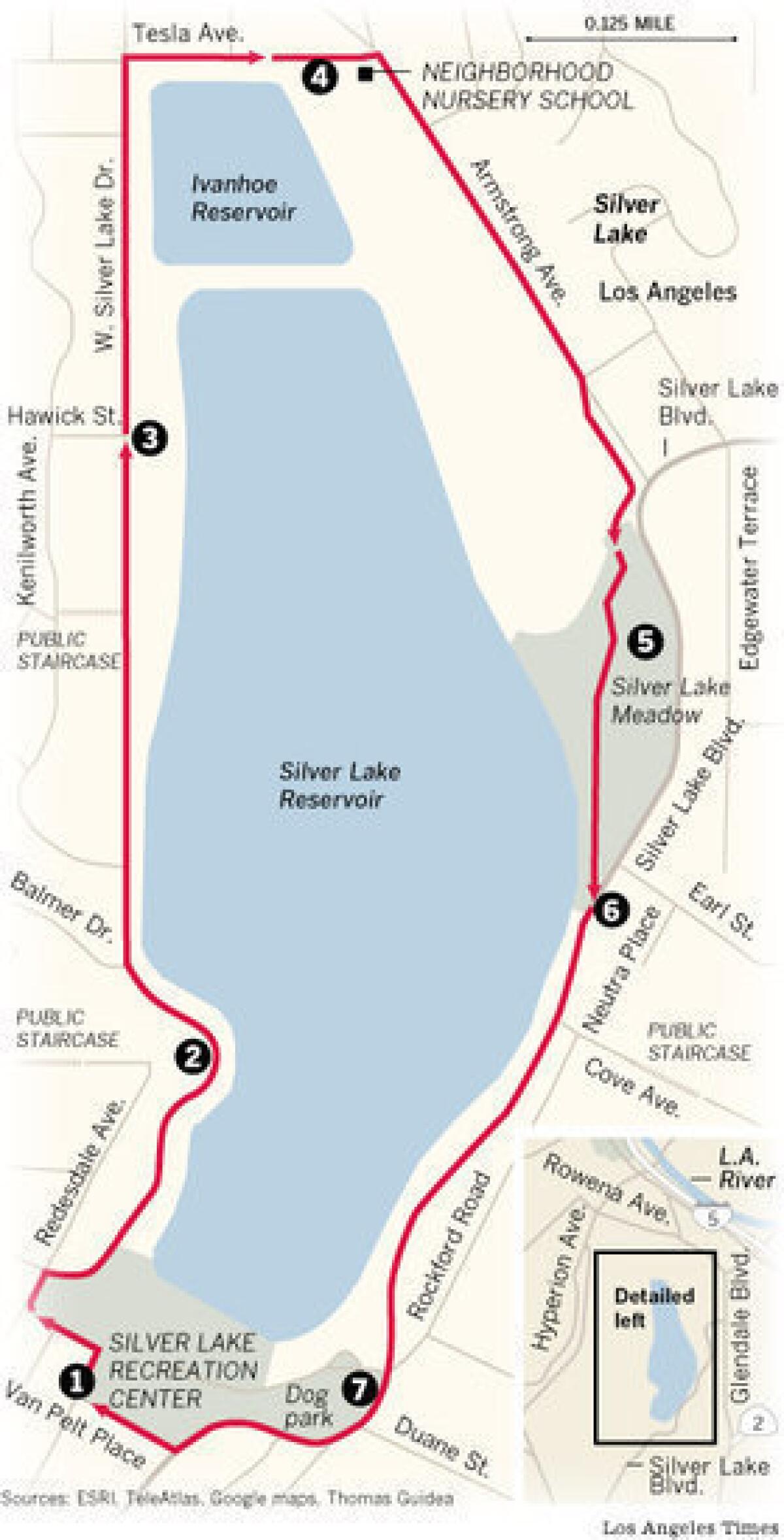 Distance: 2.3 miles Duration: 1 hour Difficulty: 2 on a scale of 1 to 5 Details: Street parking available, dogs OK (but no dogs in meadow); on Metro's 201 bus line