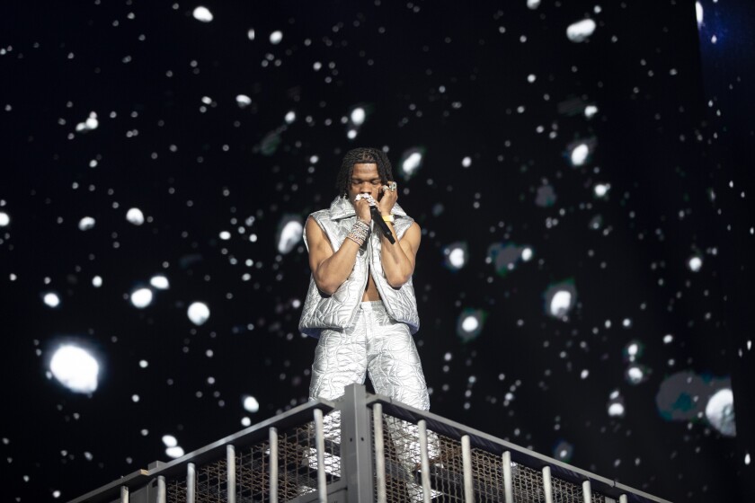 Lil Baby performs on the first day of the Coachella Music Festival