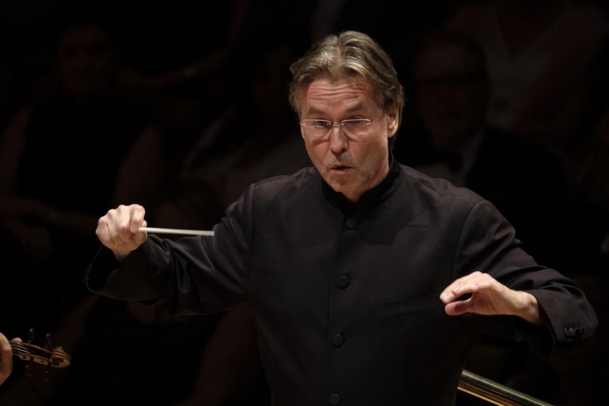 Esa-Pekka Salonen, pictured last month at Walt Disney Concert Hall, moved to Segerstrom Center for the Arts to conduct the Colburn Orchestra through part of Wagner's "Ring." 