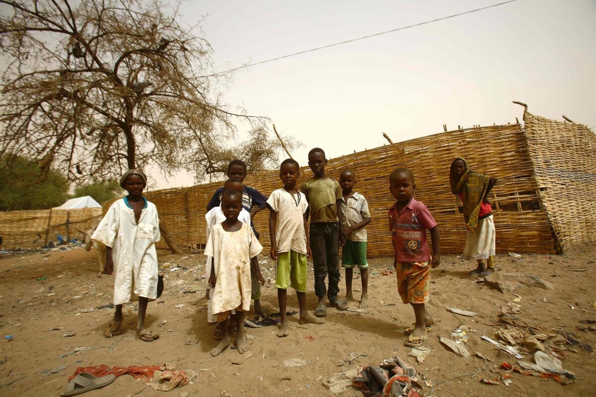 Sudanese children at the Zamzam camp for internally displaced people in North Darfur on April 12, 2016.