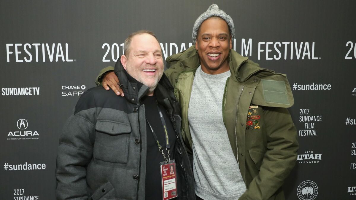 Harvey Weinstein and rapper Shawn "Jay-Z" Carter at Sundance in 2017.