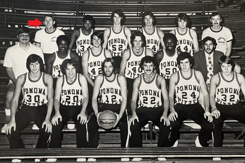 Gregg Popovich, top row, far left, went 2-22 as a first-year Pomona-Pitzer coach.