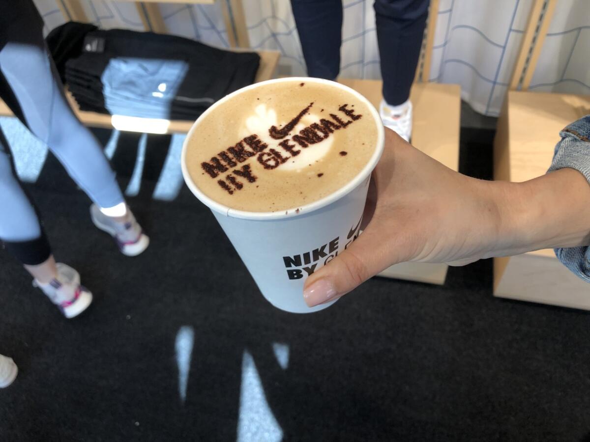 Nike latte art featured at the Glendale store's grand opening.