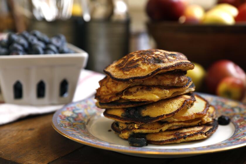 Blueberry-cornmeal pancakes.