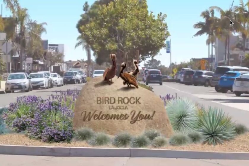 One of the conceptual designs for the Bird Rock monument signage. No design has been finalized or approved.