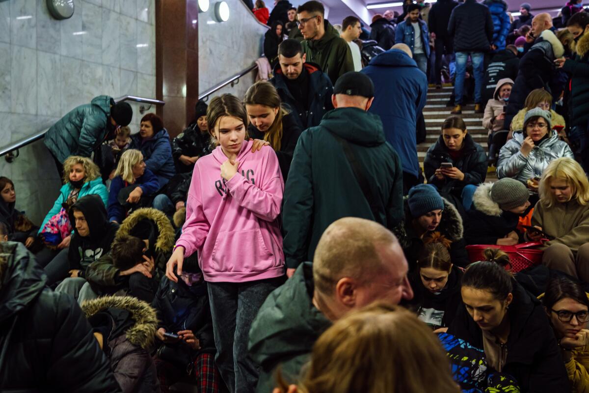 Hundreds of people seek shelter underground, in the emergency exits, and in metro subway station.