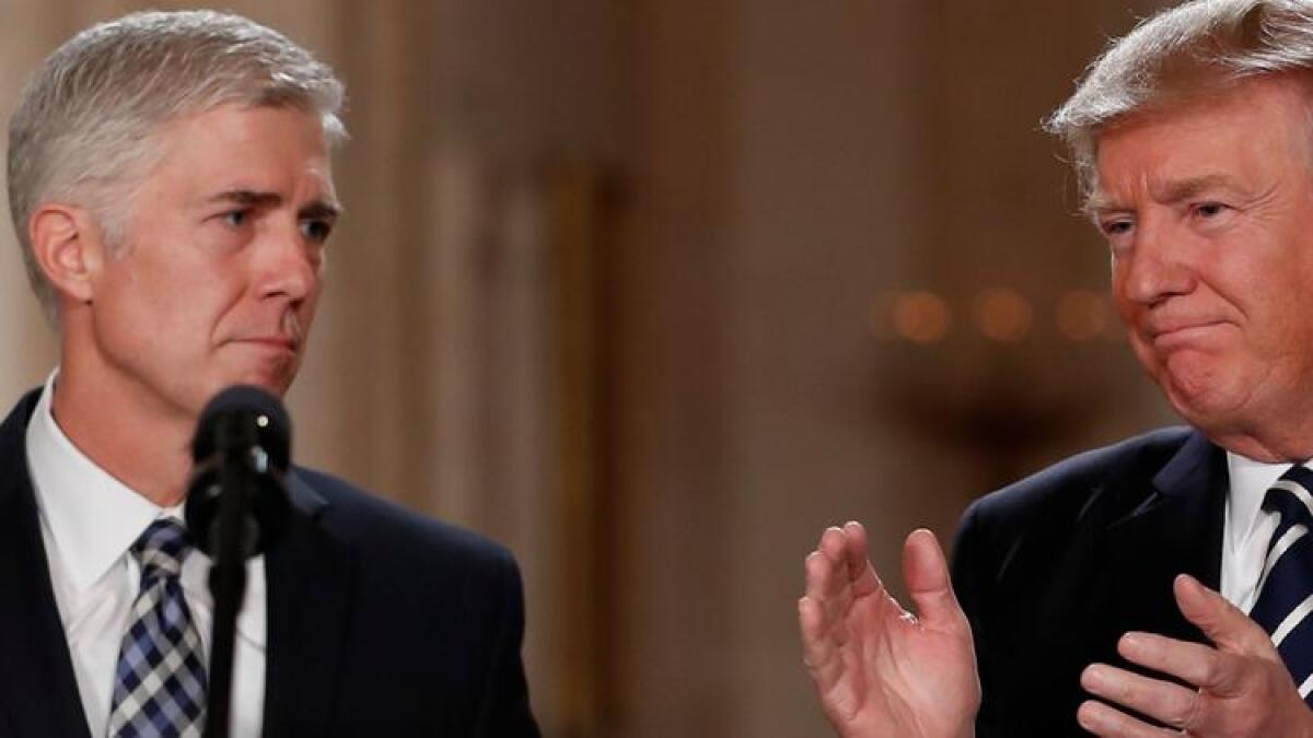 President Trump with Supreme Court nominee Neil Gorsuch in January.