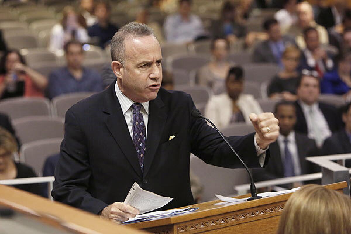 State Senate President Pro Tem Darrell Steinberg (D-Sacramento) speaking against Gov. Jerry Brown's prison bill last week.