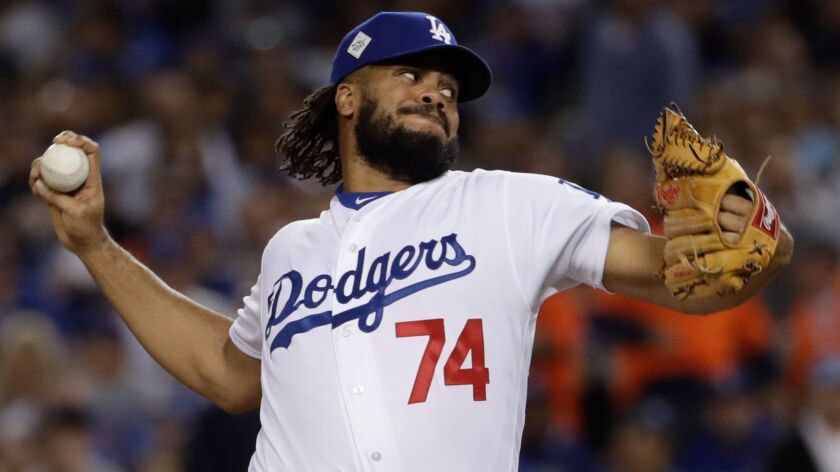 Dodgers closer Kenley Jansen pitches against Houston in Game 7 of the World Series.