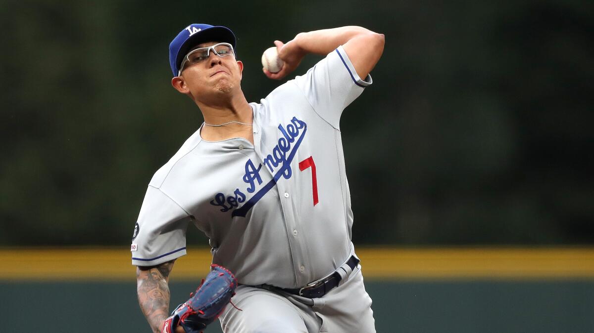 Julio Urias will start for the Dodgers against the Colorado Rockies on Tuesday.