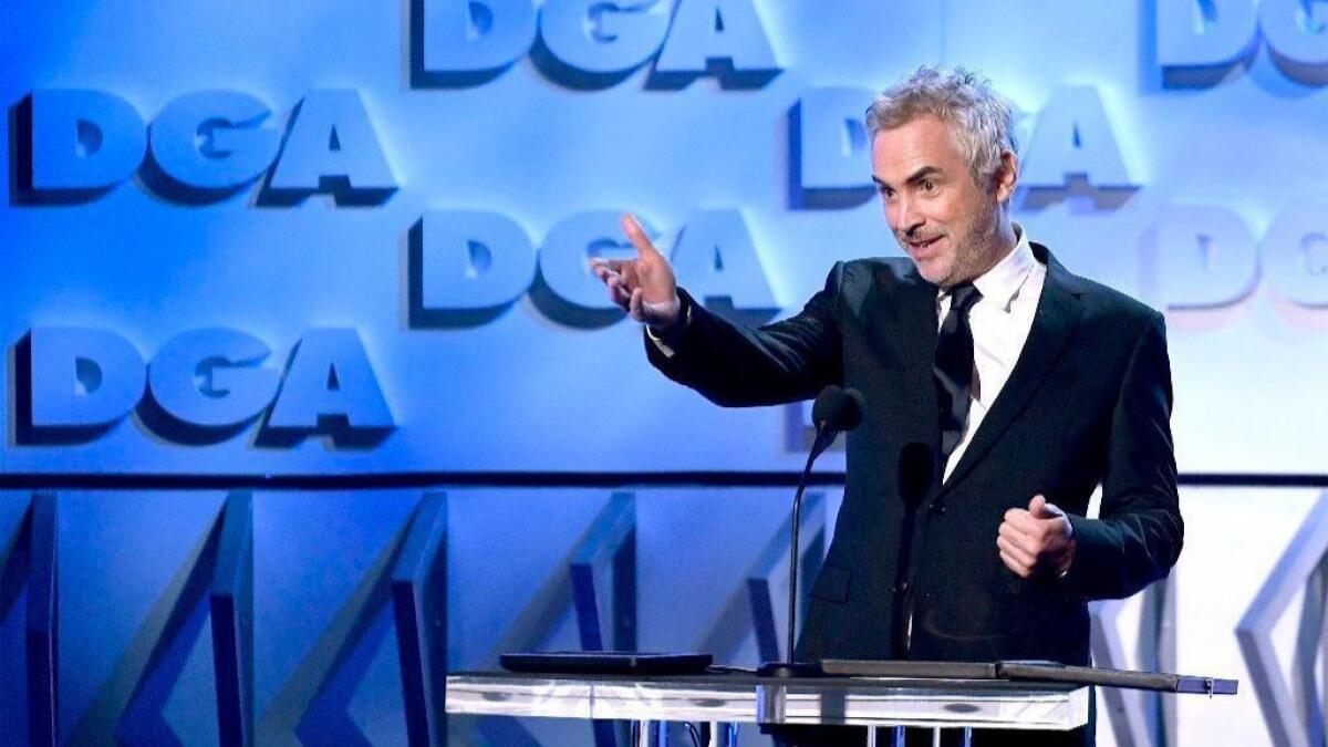 Alfonso Cuarón accepts the Feature Film Nomination Award for "Roma" at the 71st Annual Directors Guild Of America Awards in Hollywood.