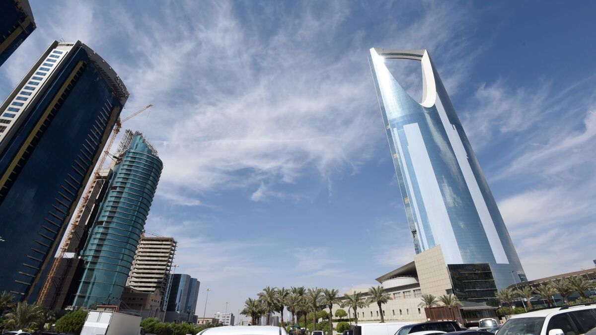 The Kingdom Tower in Riyadh owned by Saudi billionaire Prince Alwaleed bin Talal.