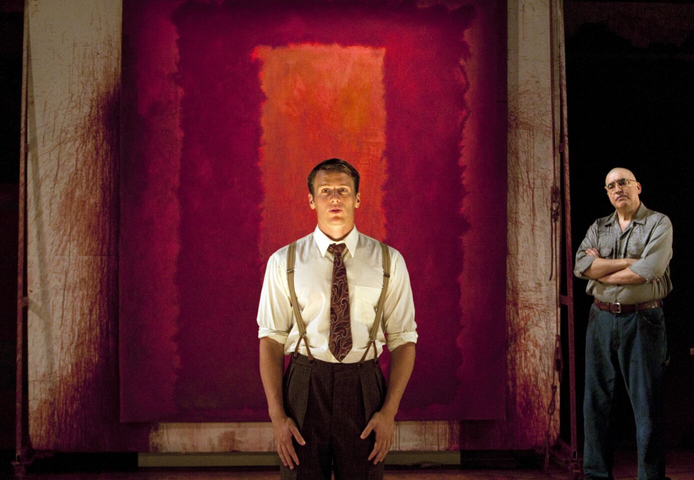Jonathan Groff, left, and Alfred Molina star in the Tony Award-winning play "Red" by John Logan, which opened at the Mark Taper Forum on Aug. 12, 2012. REVIEW: A blazing "Red" with Alfred Molina as Mark Rothko
