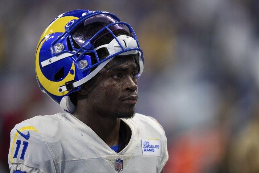 Rams cornerback Darious Williams walks off the field after a game against the Indianapolis Colts.