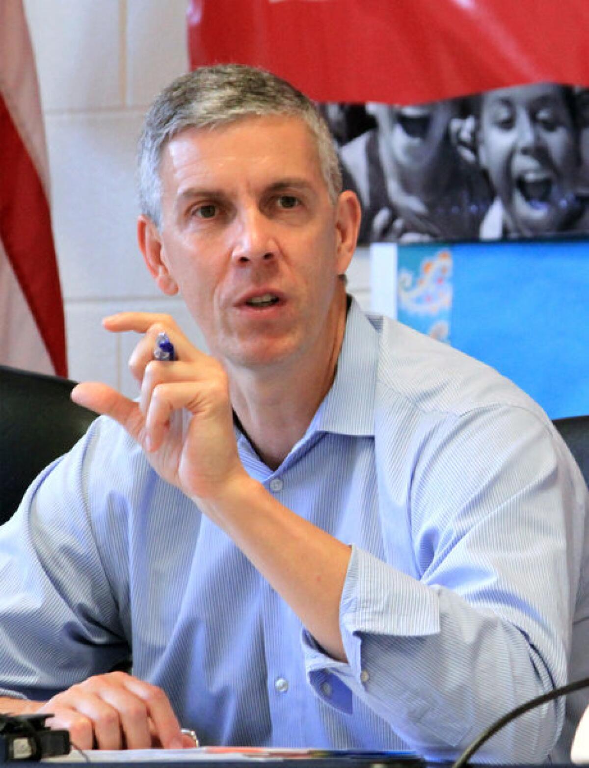 U.S. Secretary of Education Arne Duncan said he opposes California's proposed testing plan.