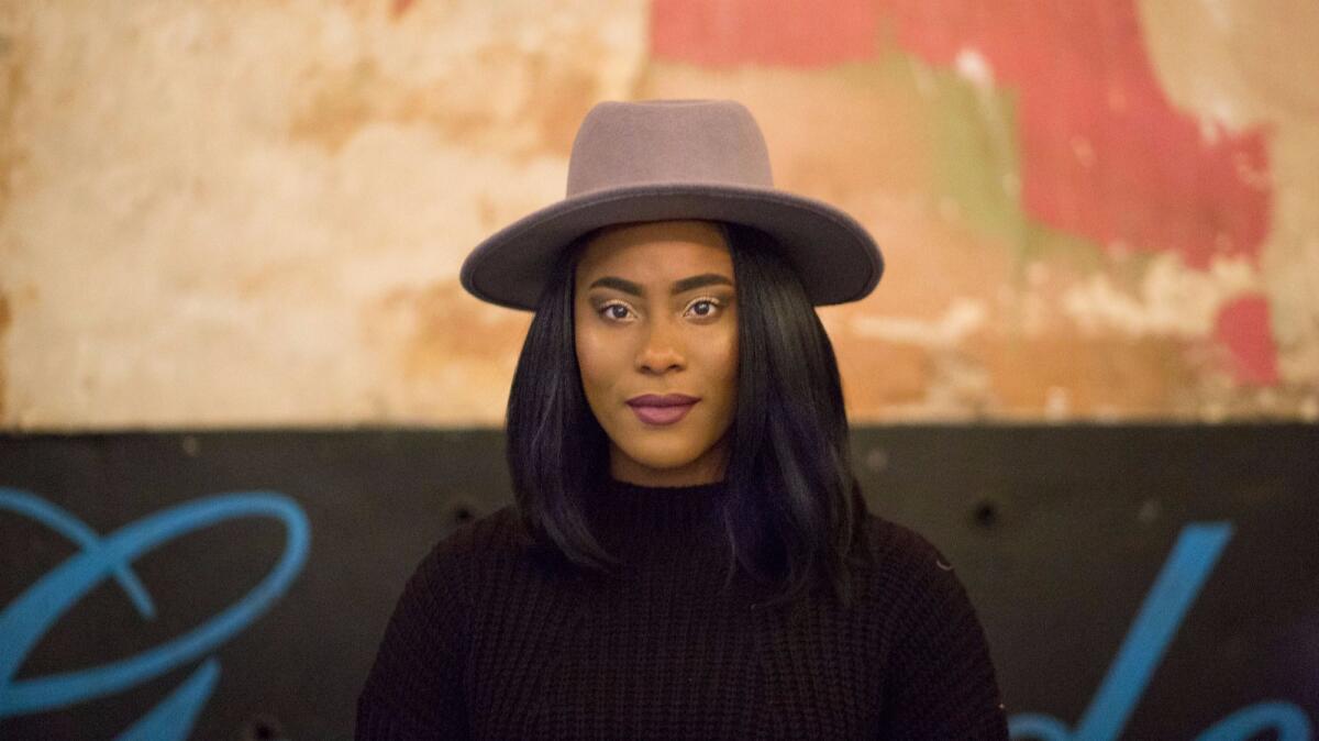 A woman at a press conference 