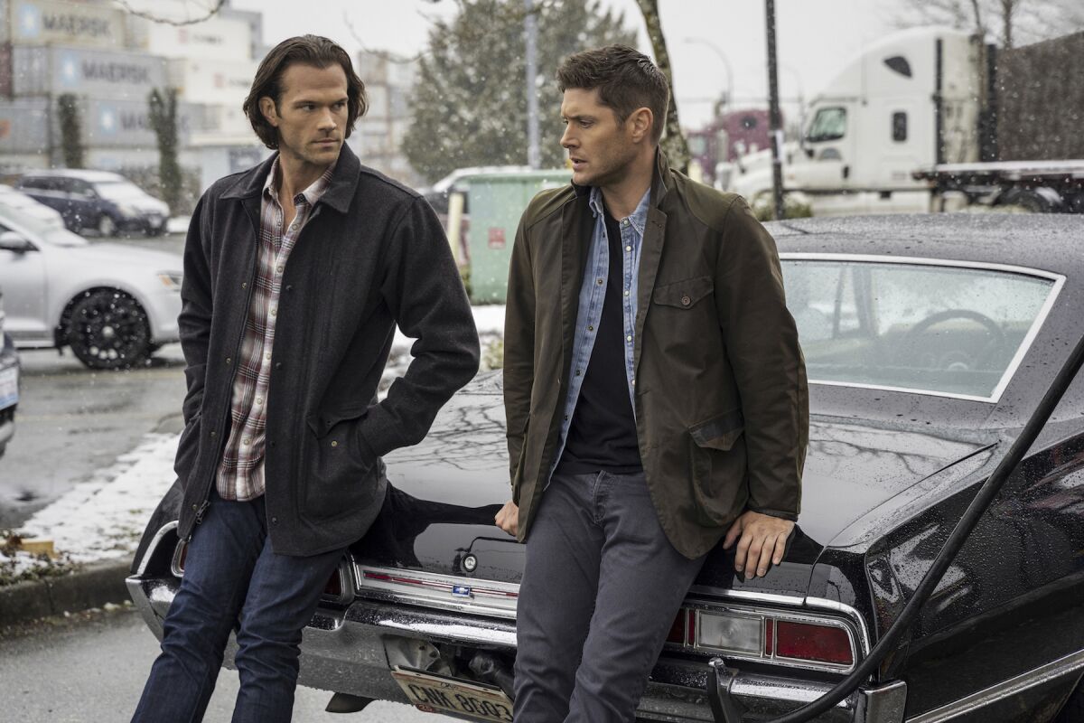 Jared Padalecki, left, and Jensen Ackles in an upcoming episode of "Supernatural."