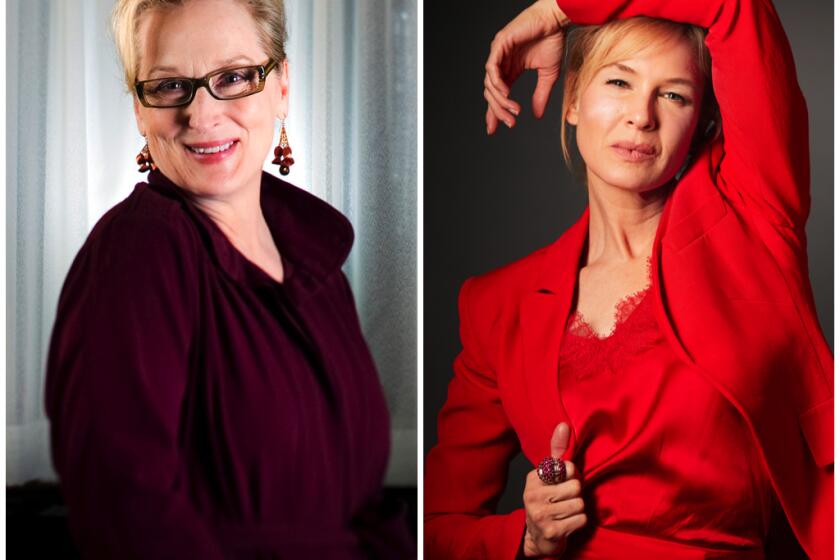 A diptych of Meryl Streep and Renee Zellweger for the Los Angeles Times' coverage of the 2021 Grammy nominations. Zellweger and Streep are both nominated in the Spoken Word category. Credit: Jay L. Clendenin/Los Angeles Times; Christina House / Los Angeles Times