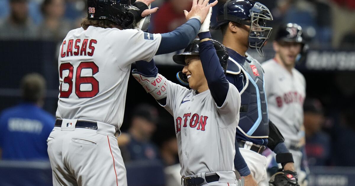 Triston Casas of the Boston Red Sox walks through the batting