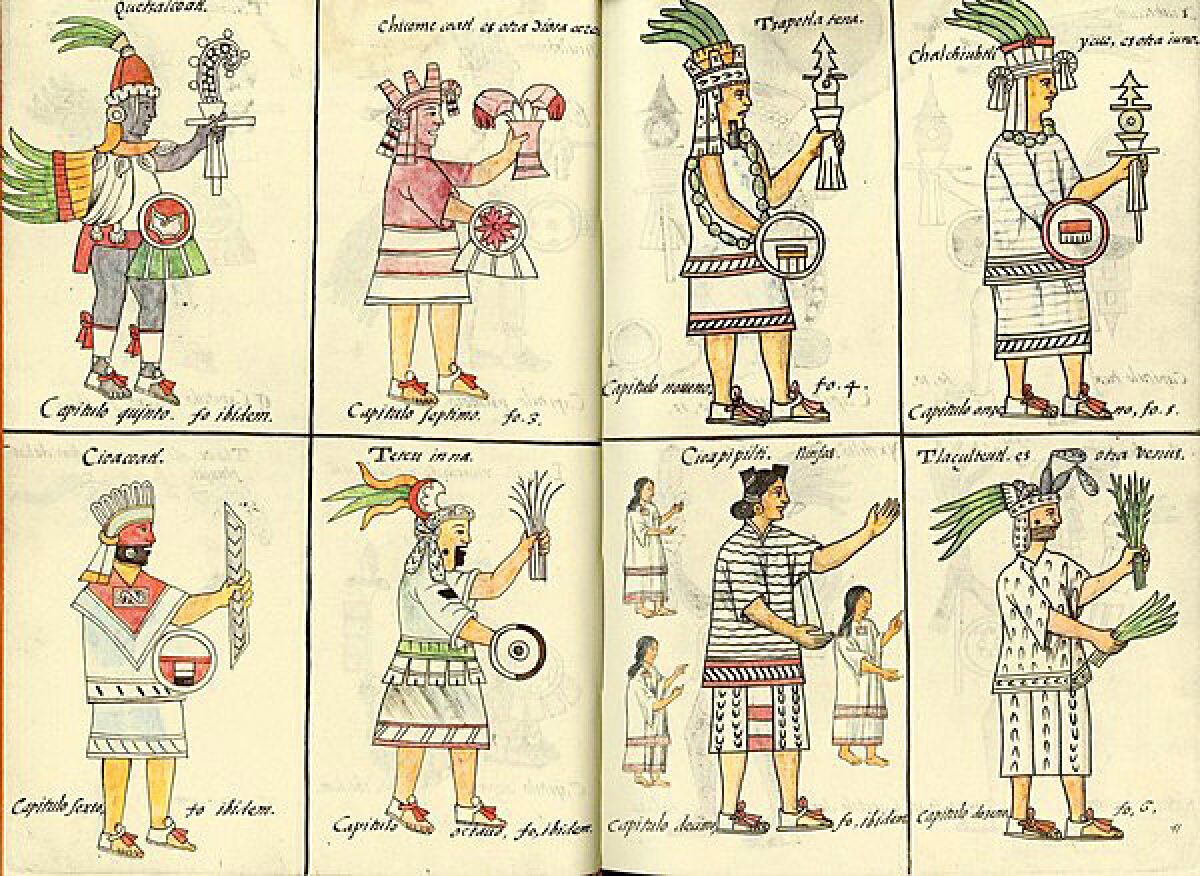 General History of the Things of New Spain, 1575-77, by Bernardino de Sahagun, illustrates the Aztec world for the Spanish conquerors.