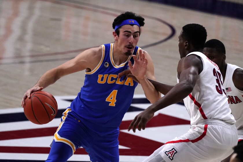 UCLA guard Jaime Jaquez Jr. drives during the second half against Arizona.